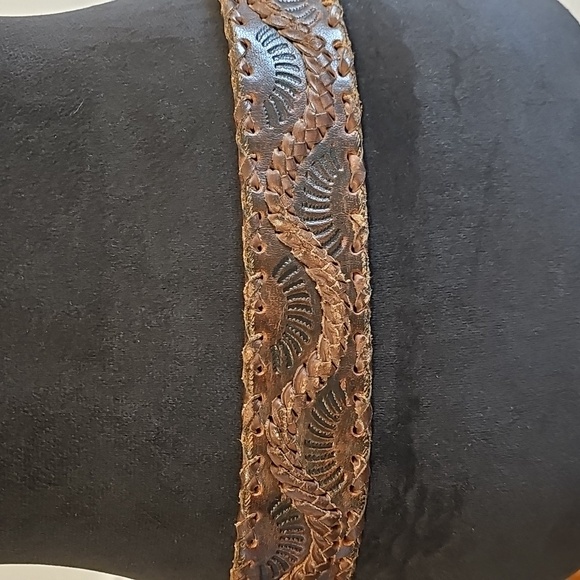 Hand Tooled Leather Belt Y2K Hippie Vintage - Picture 4 of 8